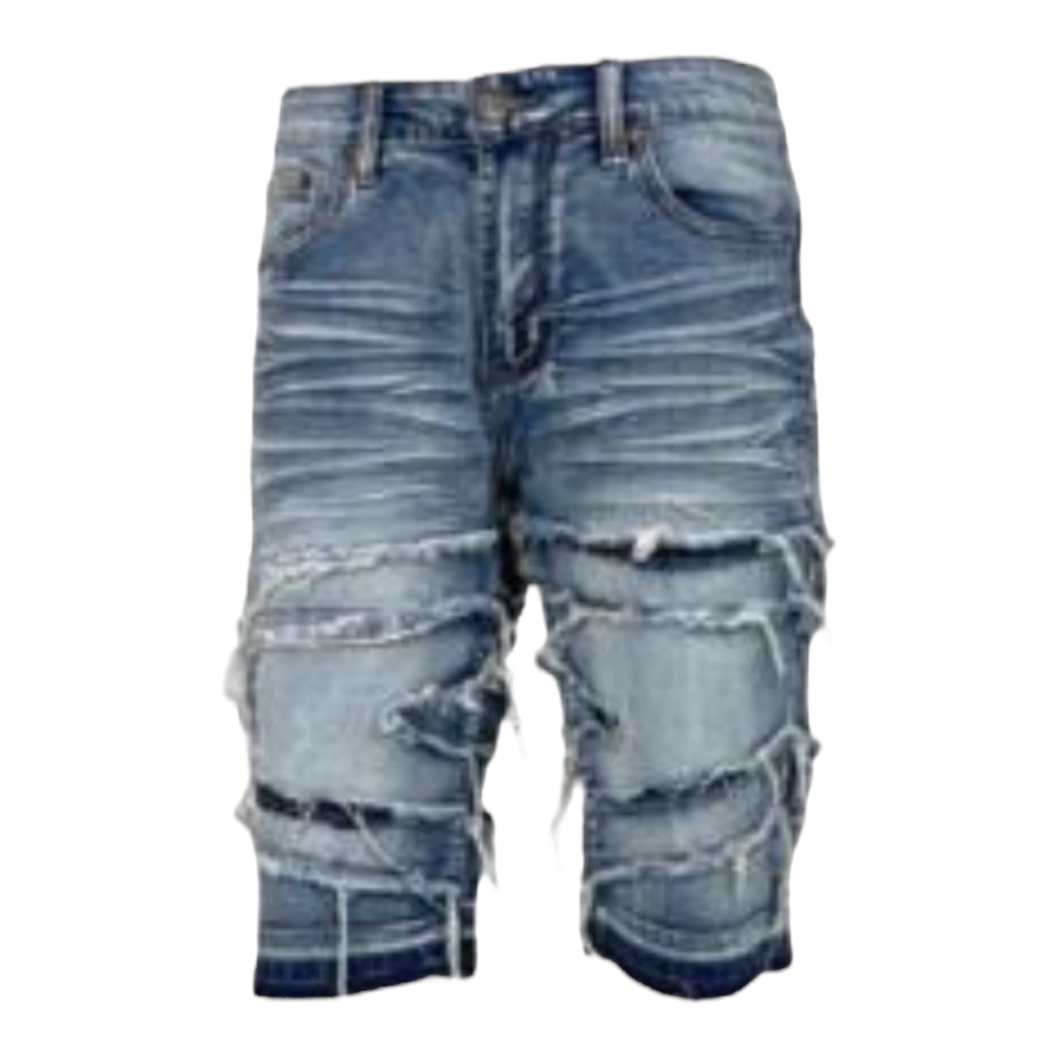 BLIND TRUST: Tattered Denim Shorts BTS25370